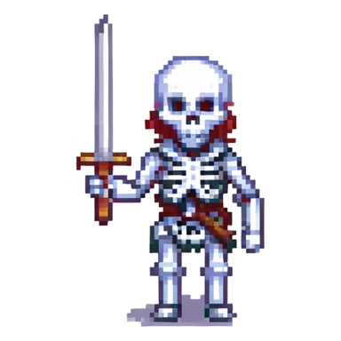 pixel art skeleton holding a sword sticker