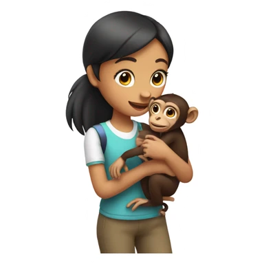 girl petting a monkey sticker
