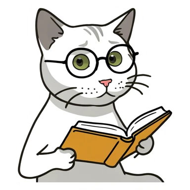 Cat reading a book sticker