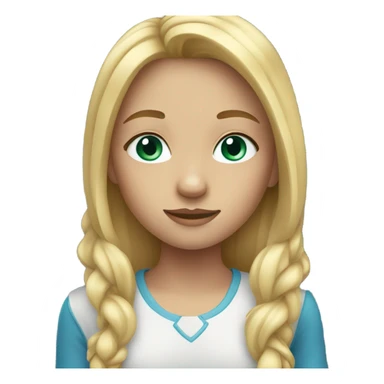 A girl with blonde long hair and blu- green eyes sticker