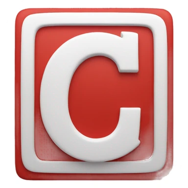 white letter C placed in a red square sticker