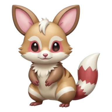 Cute adorable shiny glossy silky soft smooth pastel Furret-Minccino-Zangoose-Buizel-hybrid-fusion, full body sticker