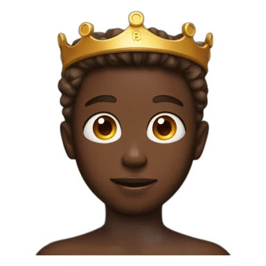a chocolate skin boy with blue eyes and a crown of bitcoin sticker