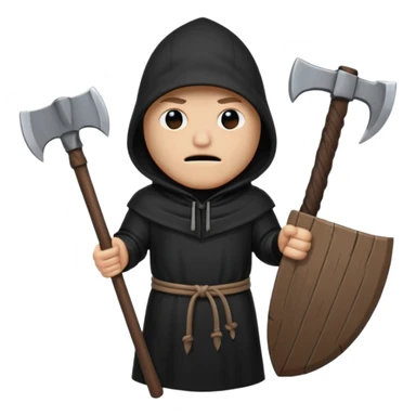 an executioner with a black hood/ sheet on his face so we can't see his face and a big axe in his hand sticker