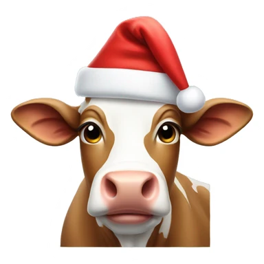 Cow wearing Santa hat sticker