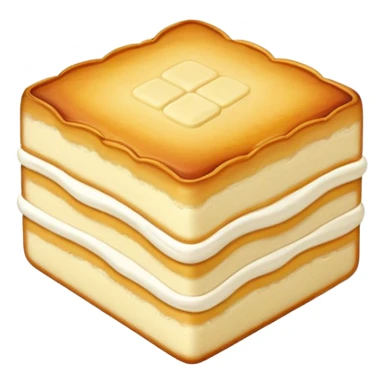 Inner Mongolia milk cake with crispy layers, simplified emoji style with bold outlines and bright colors, cartoon style dairy pastry snack sticker