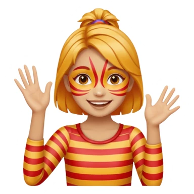 A cheerful girl with face paint stripes, clapping her hands with joy. sticker