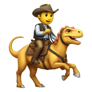 A dinosaur riding a horse sticker