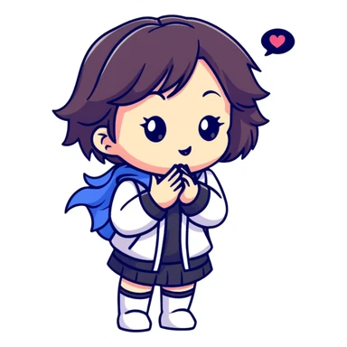 magical heroine chibi emote blowing a kiss sticker