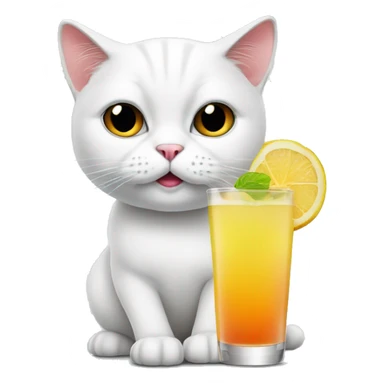 White British cat is drinking cocktail  sticker