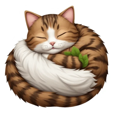dark brown tabby and white cat sleeping rolled over and upside down sticker