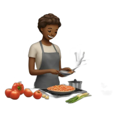 Someone making a dinner at home sticker