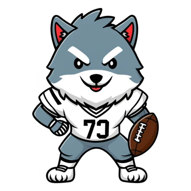 wolf wearing football jersey and helmet sticker