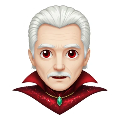 Dracula with white hair, dark red sequin outfit sticker