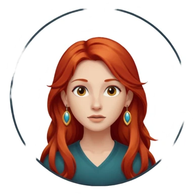 une personne joli, aved des cheveux long roux, des boucles d'oreilles de face dans un rond  sticker