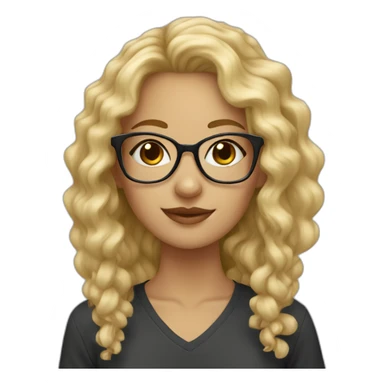 girl with curly blonde hair with glasses and earrings  sticker