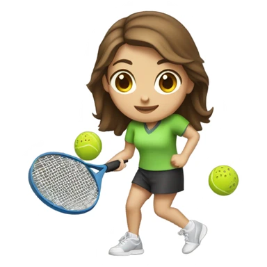 Caucasian girl with brown hair playing Pickleball sticker