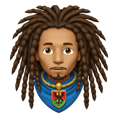 Bob Marley with gigantic dread locks heraldic crest sticker