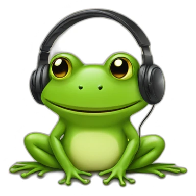 hand drawn frog listening to music sticker