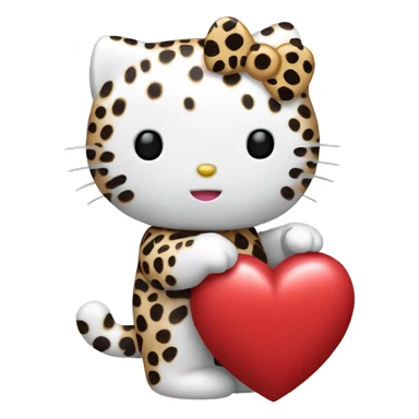 Hello kitty holding a cheetah heart sticker