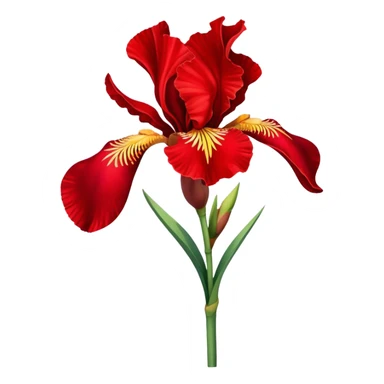 single Bright Red Iris, straight stem sticker