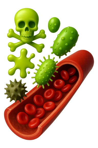 EMOJI STILE IPHONE 3D DI tossine e batteri che entrano in una vena umana E FALLO MOLTO REALISTICO IN 3D sticker