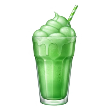 ice cream green soda on a glass with ice sticker