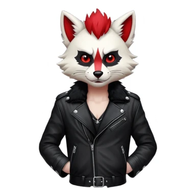 Anthropomorphic Anthro Furry punky gothic black white and red badass cool stylish handsome smexy Animal-furry-fursona sticker