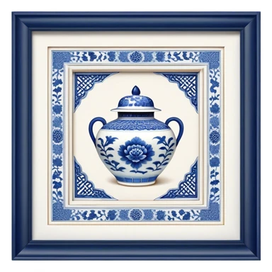 Cinematic Realistic image of exquisite blue and white porcelain, rendered with delicate, intricate patterns and fine textures, showcased against a classic Chinese backdrop with soft, refined lighting sticker