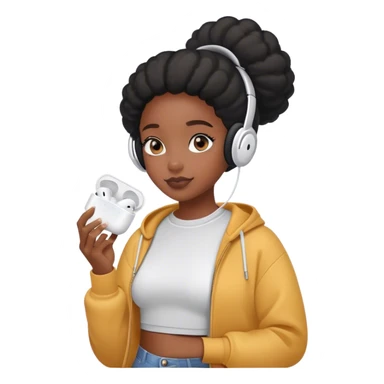 Black girl with AirPods pro max sticker