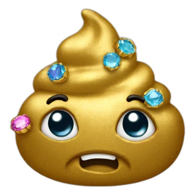Gold poo with gems sticker