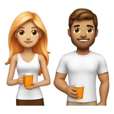 pareja de una chica con piel clara y cabello naranja y un chico con piel morena y pelo café  sticker