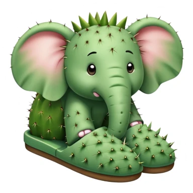 A cactus elephant with slippers sticker