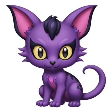 Black batty vampiric scary spooky dark dusky gloomy cute handsome beautiful pretty Liepard-Noibat-Delcatty-Pokémon-fusion sticker