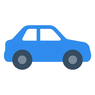 car, flat color icon style, bold shapes, minimal shading, suitable for digital interface sticker