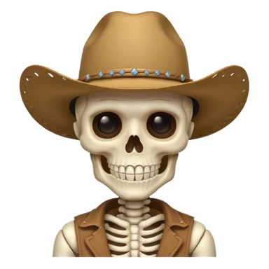 A skeleton wearing a cowboy hat sticker