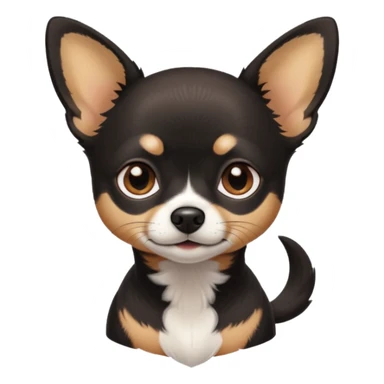 Very Dark black Chihuahua with white markings On the neck sticker