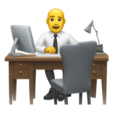 yellow skin man using white keyboard on desk wearing white button down shirt front view sticker