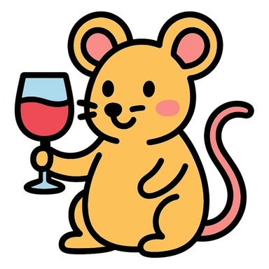mouse with glass of vine sticker