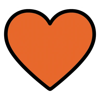 dark orange heart, flat, bold sticker