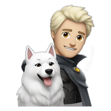 batman with a samoyed dog sticker