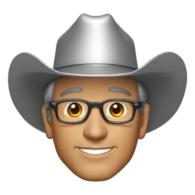 George strait with some wrinkles and glasses with silver cowboy hat sticker