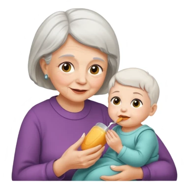 Grandmother feeding - 7 month granddaughter sticker