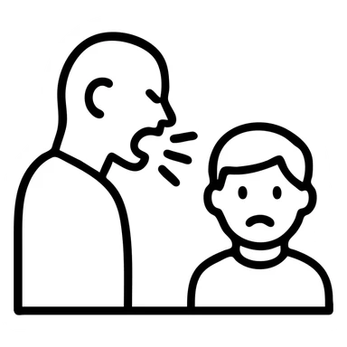 outlined icon of papa gritándole a su hijo en plano medio sticker