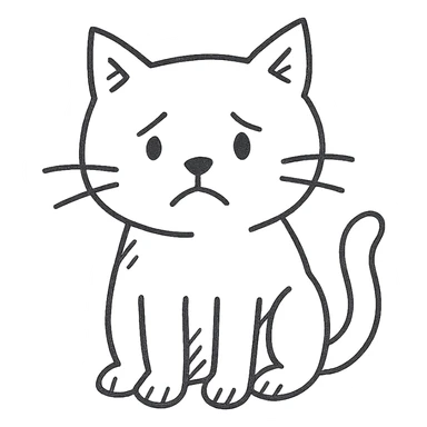 A cute sad red cat sticker