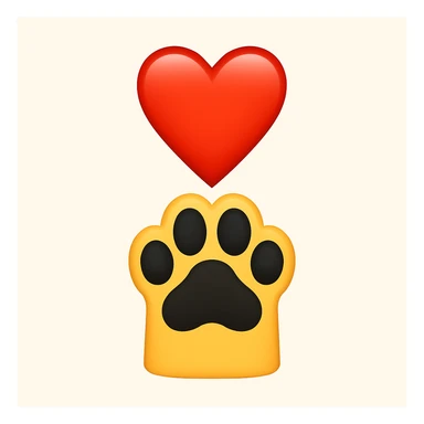 Make it apple style emojis: Stack the two black puppy paws vertically, keep the heart and original style sticker