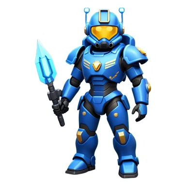 Clash of Clans aesthetic: Cinematic Playful Terran Marine Hero Emoji, rendered in a 3D vector-style similar to standard emojis with minimal shading and bold, simplified shapes. A compact, heroic isometric figure clad in futuristic power armor with signature energy accents, softly glowing with a cosmic battle charm. Simplified yet unmistakably iconic, highly detailed and consistent, glowing with a soft radiant shine and high gloss. Stylized with a touch of interstellar valor and a soft glowing outline, capturing the essence of an elite space warrior with a friendly, playful manner! sticker