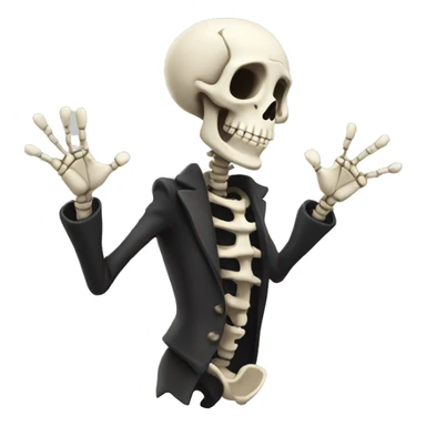 Skelton waving high while smiling  sticker