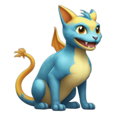 Sitting-bicolor-cat-dragon-type-pokemon sticker