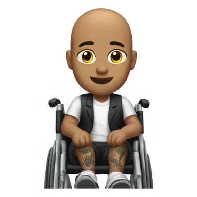 Bald man with tattoos in wheelchair  sticker